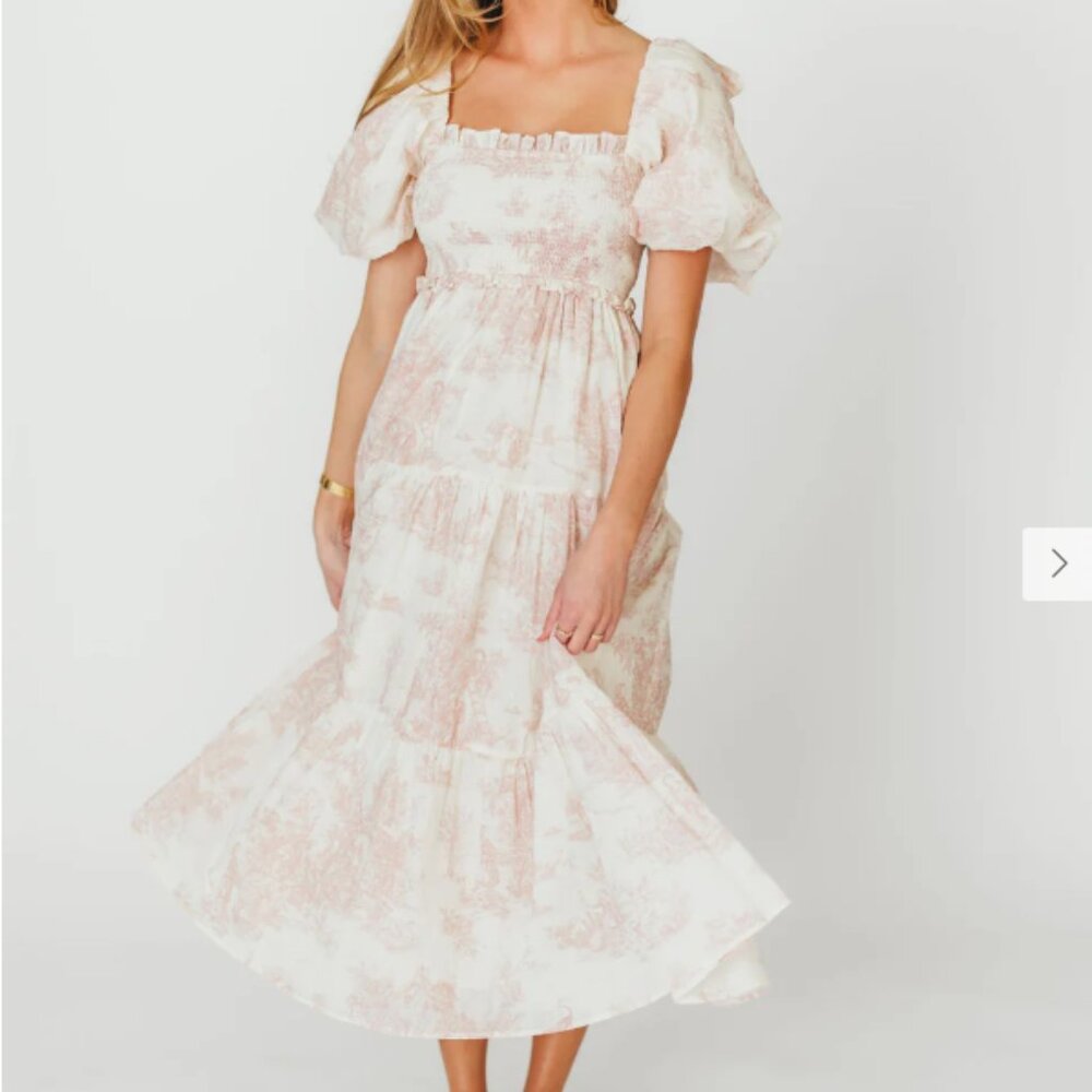 NWT Worth Collective Elena 100% Cotton Midi Dress in Pink - Bump Friendly
